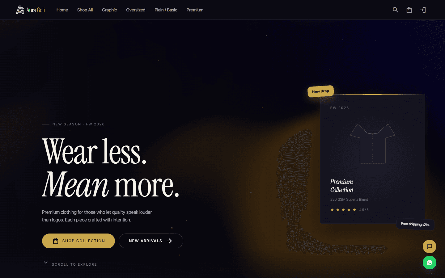 Aura Goli storefront home page